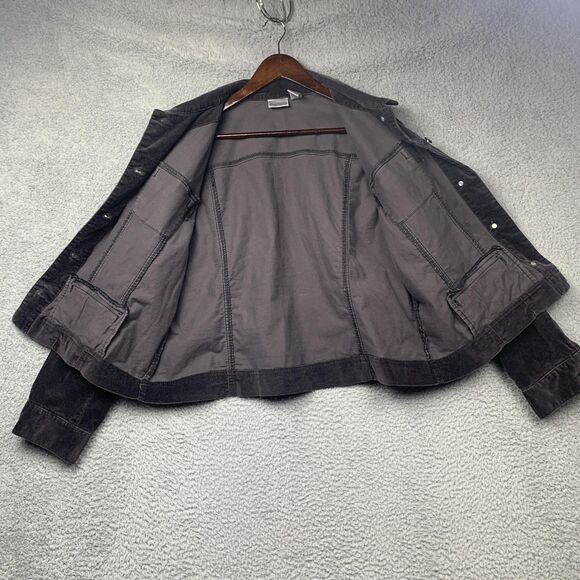 Chicos Jacket Womens 2 (Large) Gray Corduroy Button Front Casual Pockets Coat - Picture 10 of 10